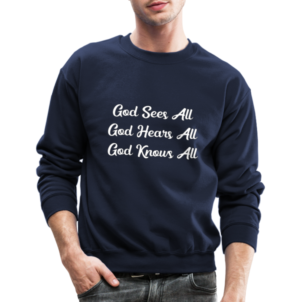 God Sees, Hears, Knows All - navy