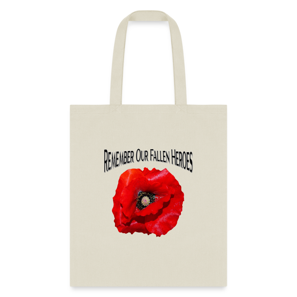 Remember Our Fallen Heroes Poppy Tote Bag - natural