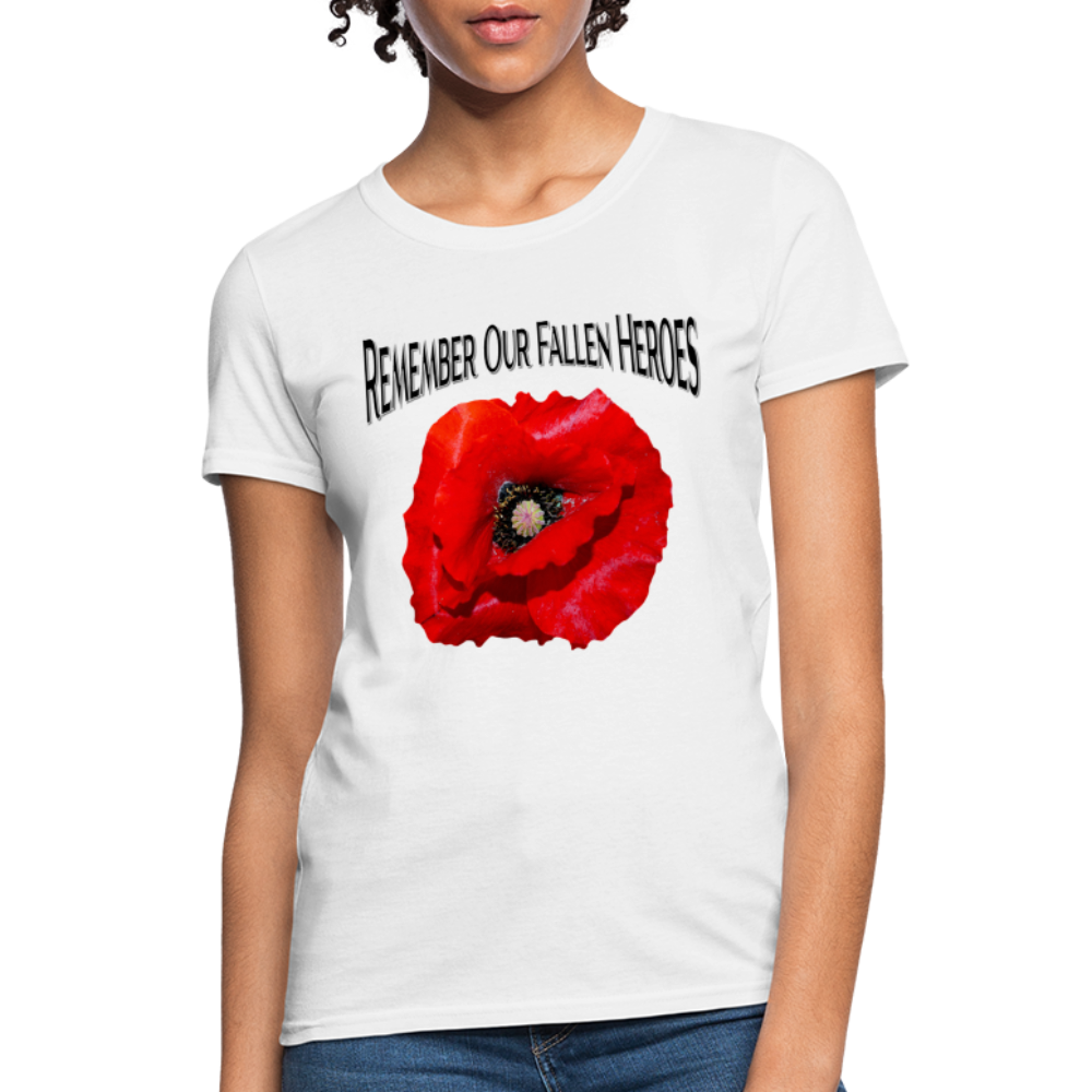 Remember Our Fallen Heroes Poppy Women's T-Shirt - white