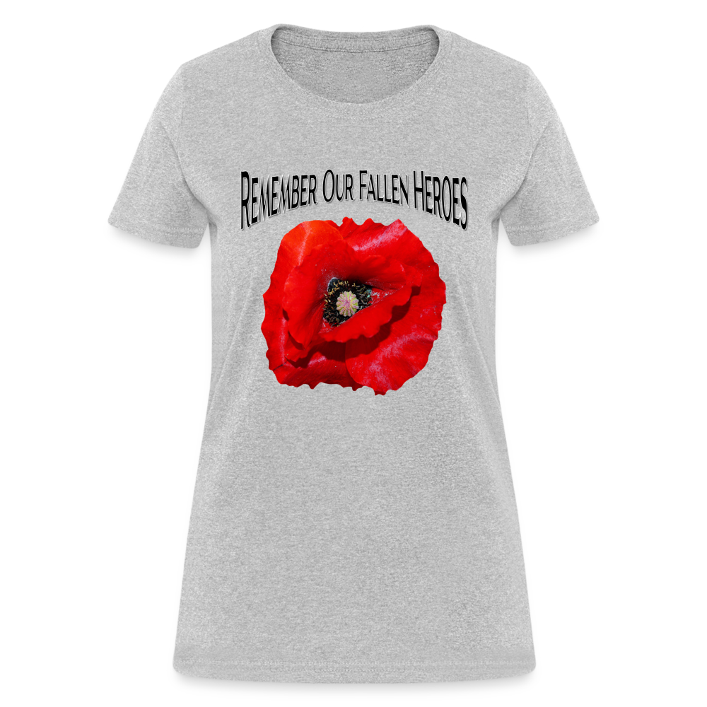 Remember Our Fallen Heroes Poppy Women's T-Shirt - heather gray