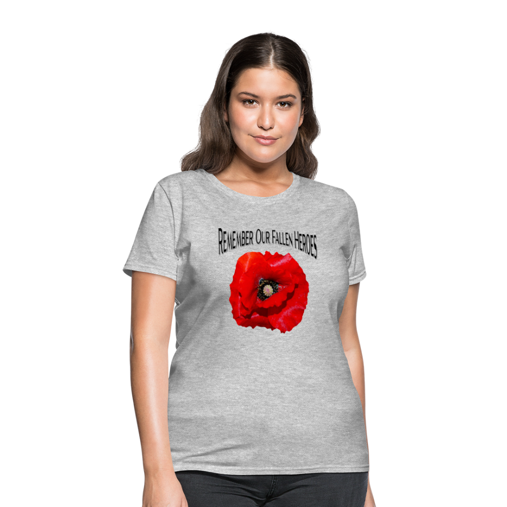 Remember Our Fallen Heroes Poppy Women's T-Shirt - heather gray
