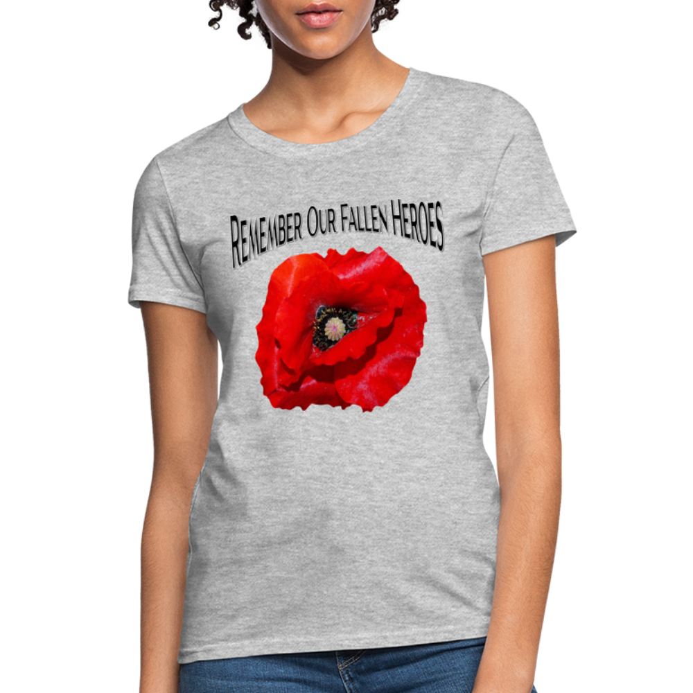 Remember Our Fallen Heroes Poppy Women's T-Shirt - heather gray