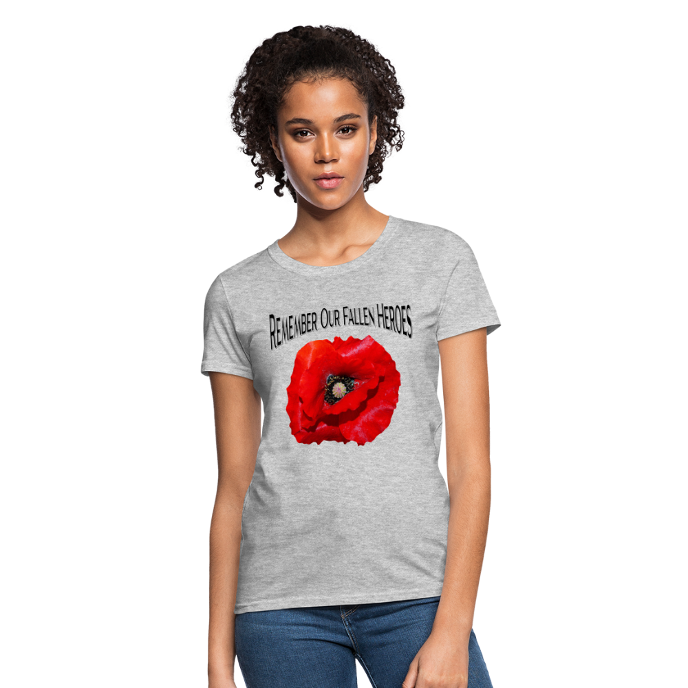 Remember Our Fallen Heroes Poppy Women's T-Shirt - heather gray