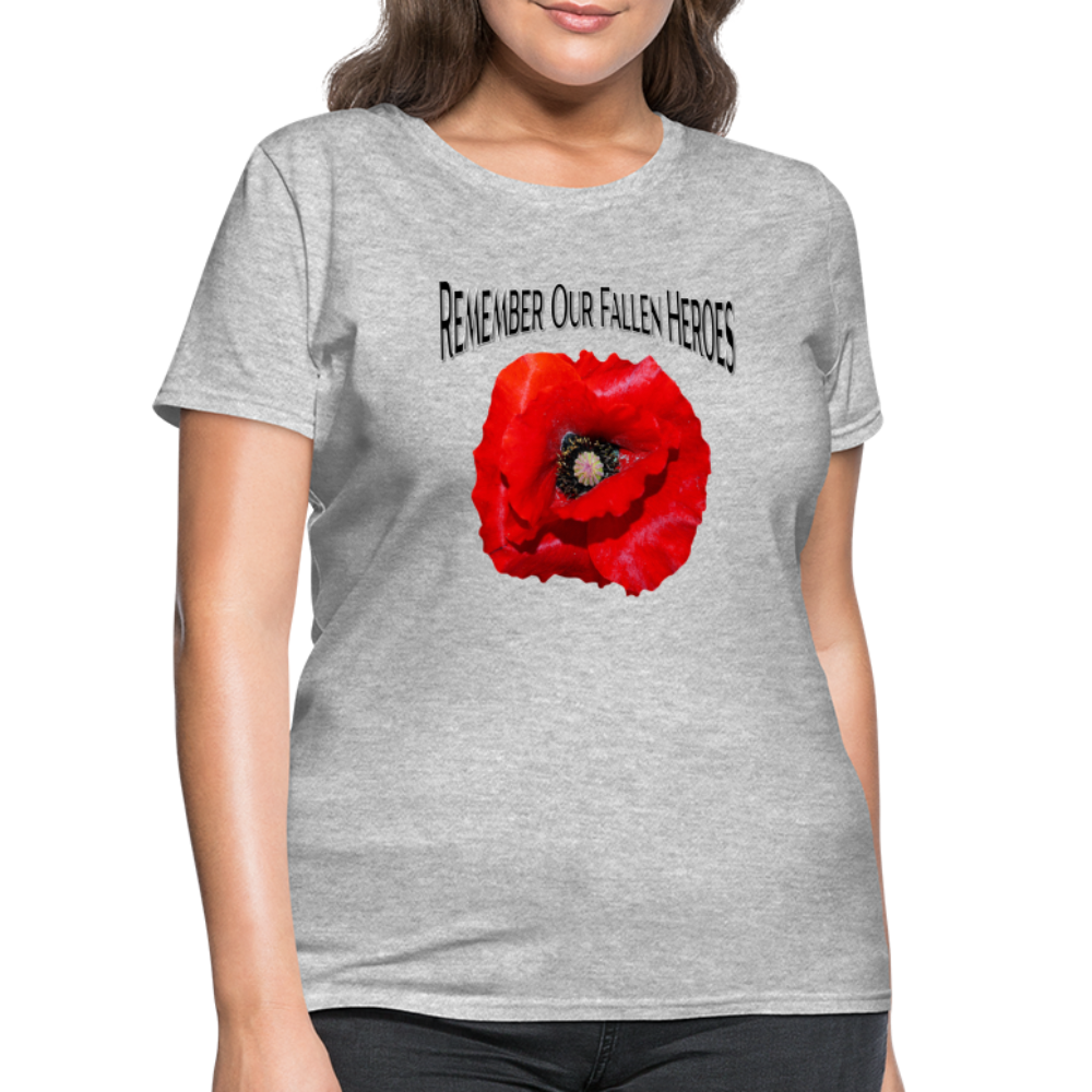 Remember Our Fallen Heroes Poppy Women's T-Shirt - heather gray