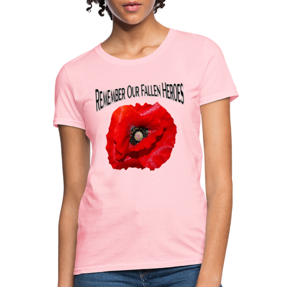 Remember Our Fallen Heroes Poppy Women's T-Shirt - pink