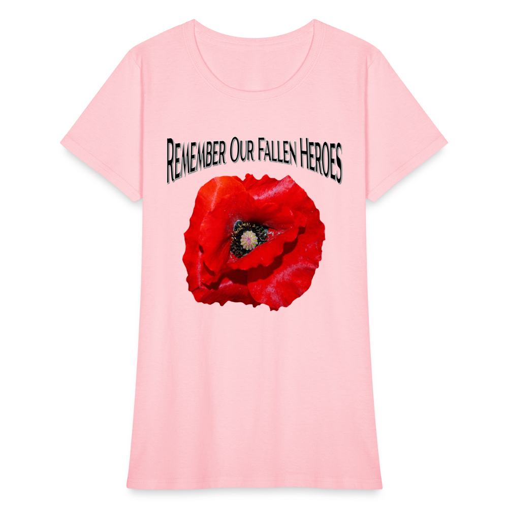 Remember Our Fallen Heroes Poppy Women's T-Shirt - pink