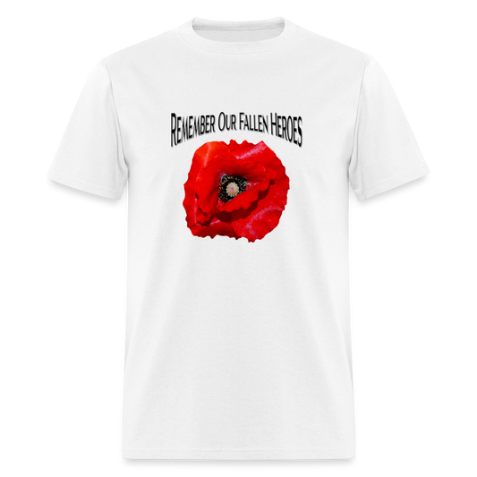 Remember Our Fallen Heroes Poppy T-Shirt - white