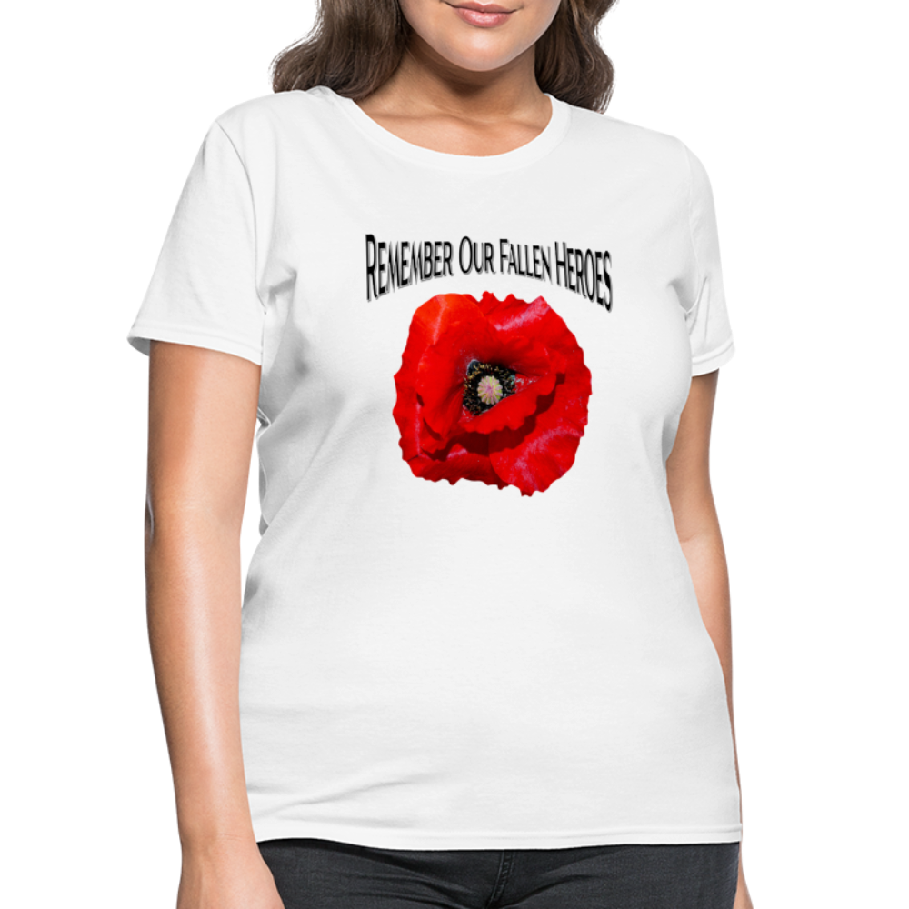 Remember Our Fallen Heroes Poppy Women's T-Shirt - white
