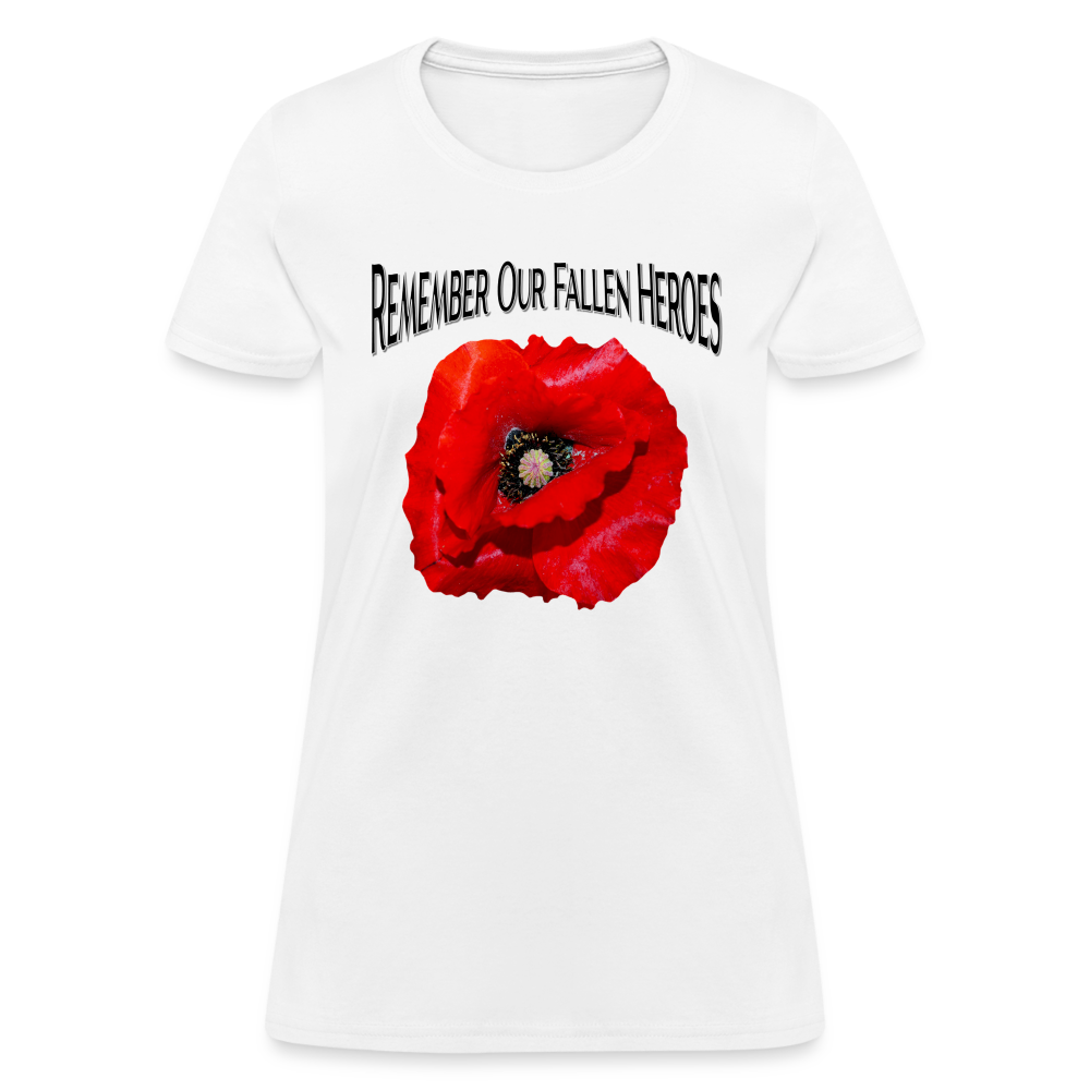 Remember Our Fallen Heroes Poppy Women's T-Shirt - white