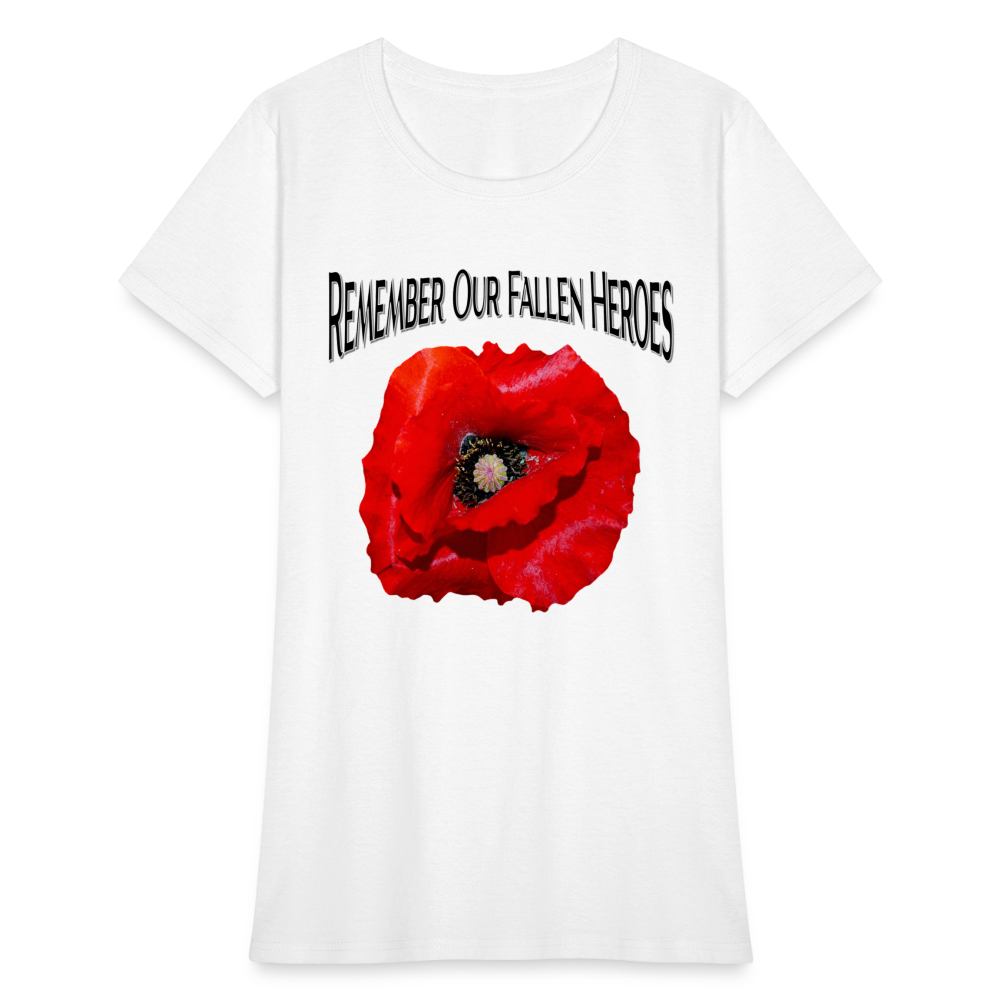 Remember Our Fallen Heroes Poppy Women's T-Shirt - white