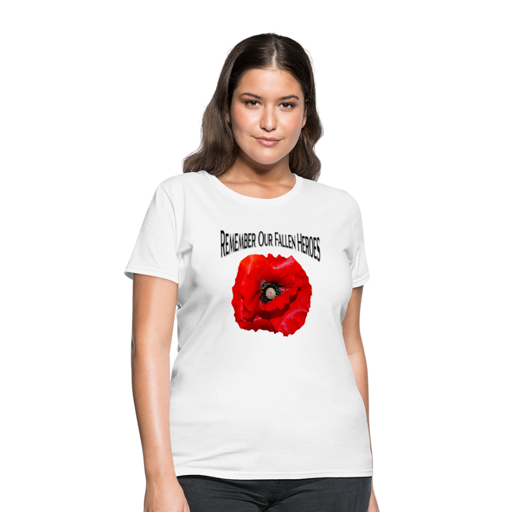 Remember Our Fallen Heroes Poppy Women's T-Shirt - white