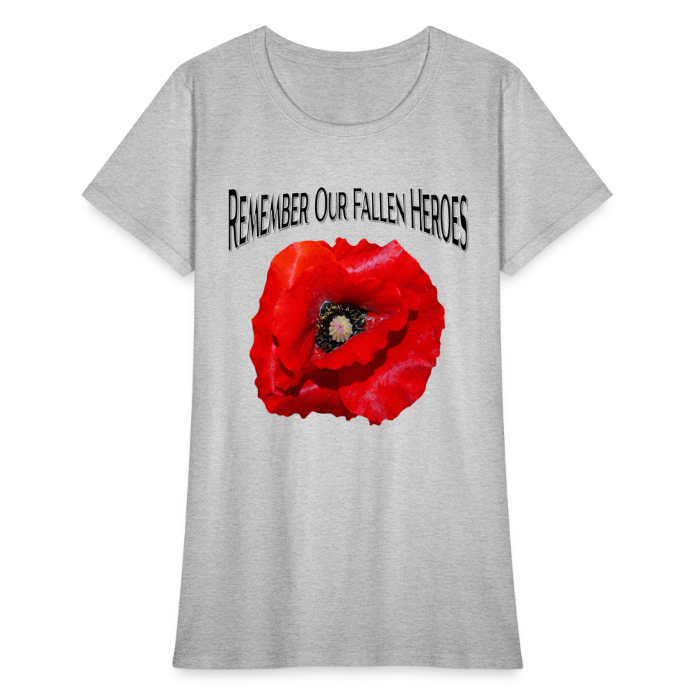 Remember Our Fallen Heroes Poppy Women's T-Shirt - heather gray