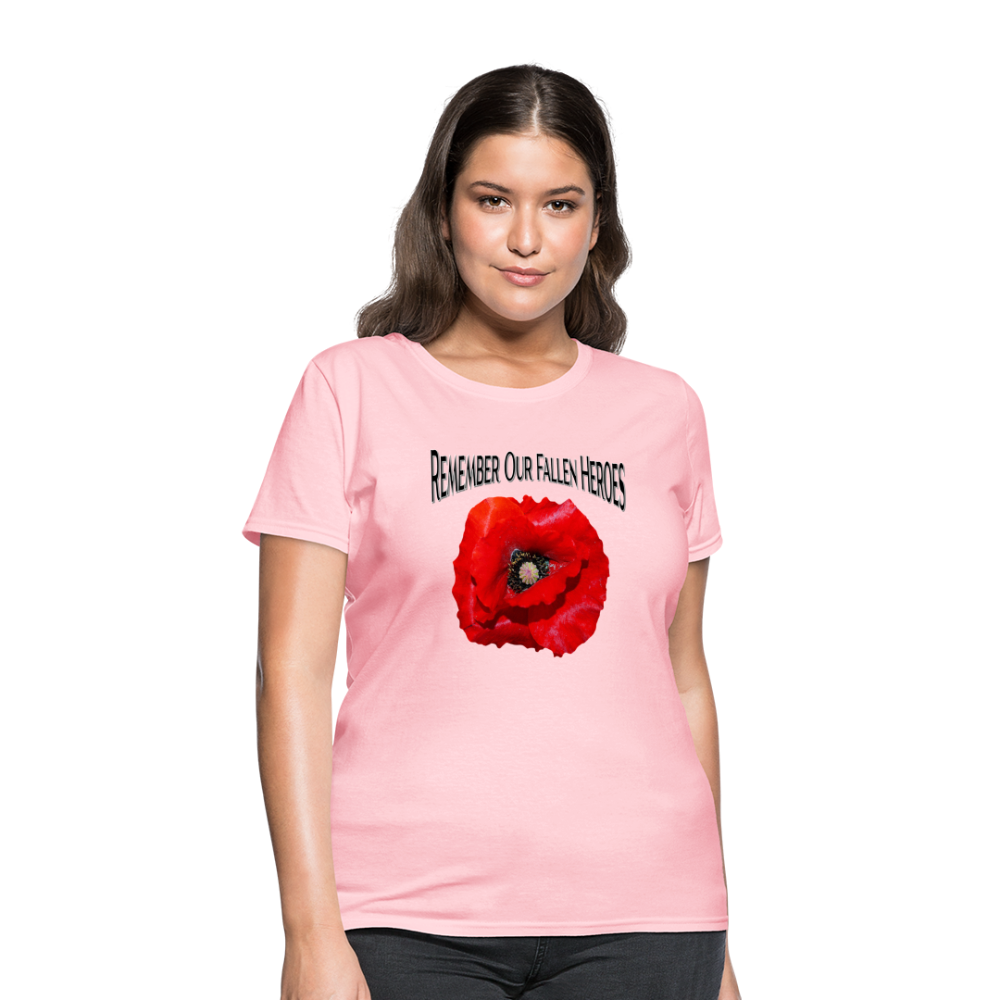 Remember Our Fallen Heroes Poppy Women's T-Shirt - pink