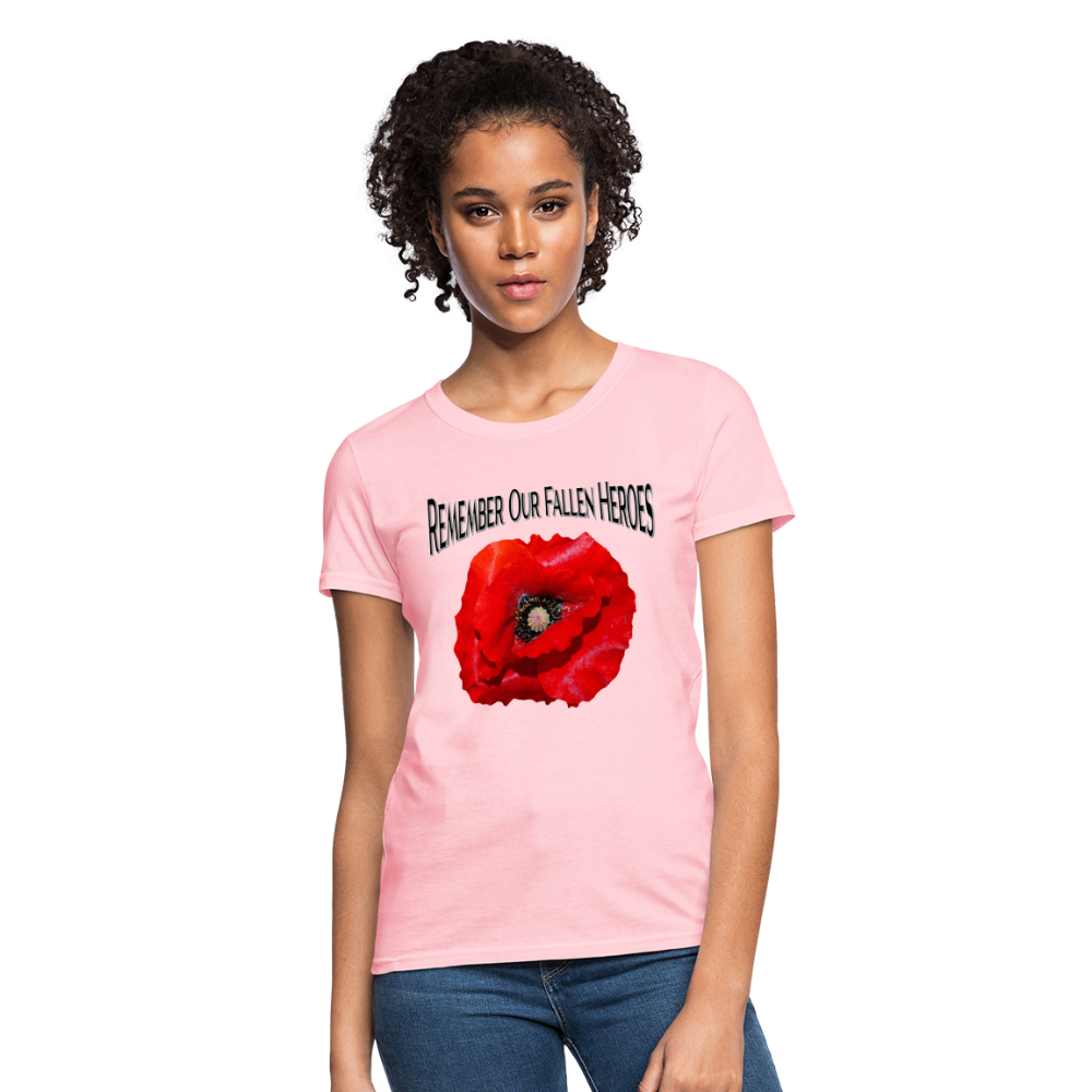 Remember Our Fallen Heroes Poppy Women's T-Shirt - pink