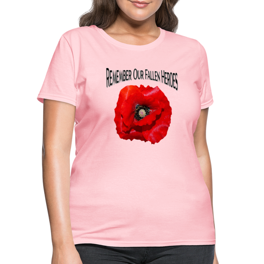 Remember Our Fallen Heroes Poppy Women's T-Shirt - pink